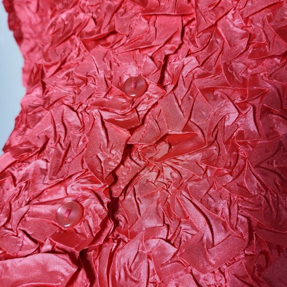 Pink Popcorn Button Front Long Sleeve Shirt Size Medium Crinkle Stretch Y2K - Picture 4 of 8